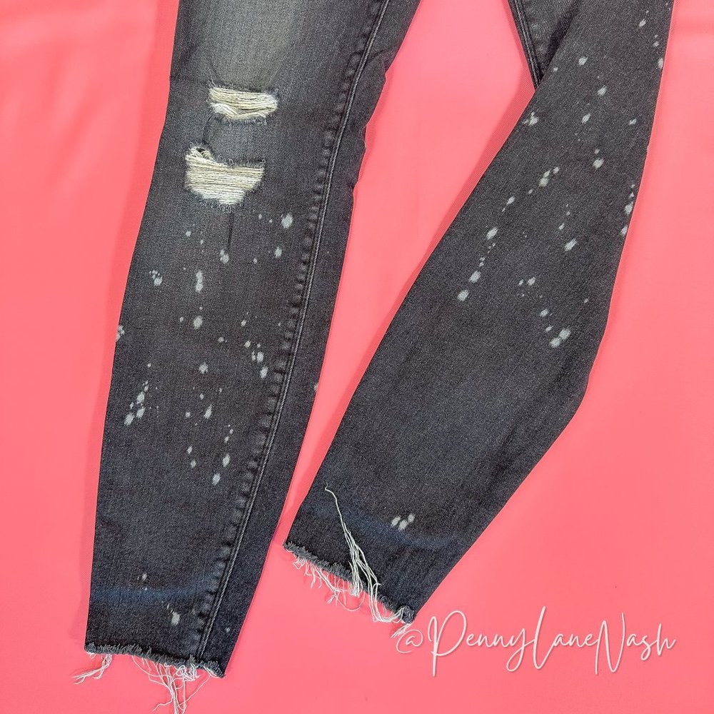 Black Orchid Noah Paint Splatter Ankle Fray Skinny Jean Galaxian - Picture 4 of 11